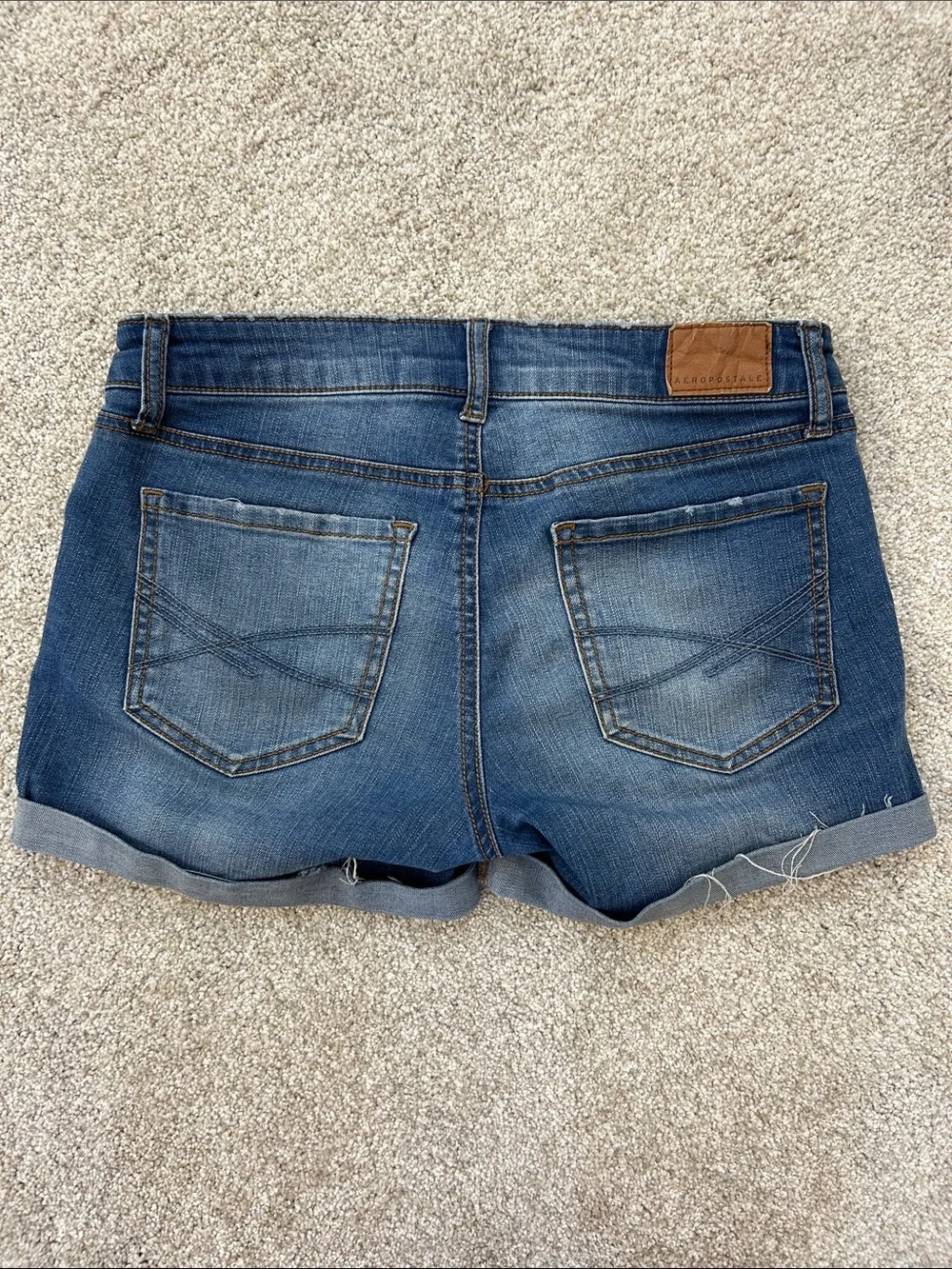 Aeropostale Women's Ripped Denim Shorts - Blue